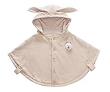 ベビー　ポンチョ　フード付き　防寒　男女兼用　出産祝い (うさぎ)