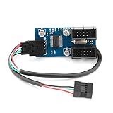 マザーボード 9ピン USB 1 → 2 ポート 増設 変換 アダプター ケーブル USB 2.0 ヘッダー 拡張