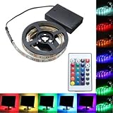 LEDストリップライト – 30 / 50 / 100 / 150 / 200 cm Battery Powered 5050 RGB LED柔軟なストリップライト+リモートパーティーホームインテリア