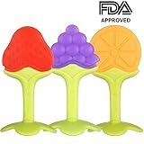 Zakitane Fruit Teether Set Tree Teethers Gift Teething Toys,Bib Gift Set for Baby Massage Soothe Mol