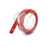 DYMO 3D Plastic Embossing Labels for Embossing Label Makers White print on Red 3/8'' x 9.8' 1-roll p
