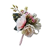 Kesoto コサージュ　お花　フラワー　造花　真珠　リボン　人工パール　人工シルク　結婚式　パーティー　4色選べる - シャンパン