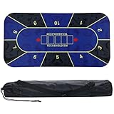 トレカ天国 ポーカー マット テキサスホールデム プレイマット カジノ 収納袋付き (濃いブルー, 90×180cm)