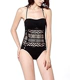Imasu　レディース メッシュセクシー水着 連体式 ワンピース 水着 (XL, ブラック)