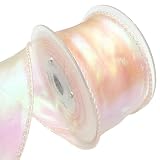 [moonfarm] オーロラ オーガンジー リボン 幅4cm 光沢 手芸 ギフト ラッピング テープ 透明 (ピンク, 9m)
