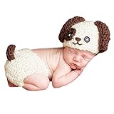 J-LAVIE ベビー 寝相アート 干支 犬 戌 赤ちゃん コスチューム ニット 帽子 パンツ セット 出産祝い 記念写真 年賀状に最適 (ホワイト)