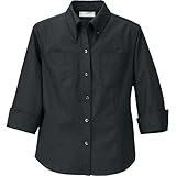 アイトス レディース七分袖ボタンダウンシャツ 010/ブラック AZ-861204 LL