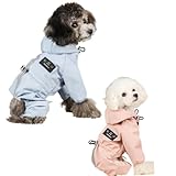 犬用レインコート かわいい レインコート 反射テープ付き ペットレインコート カッパ 犬用合羽 小型犬 中型犬 (ピンク, S)