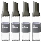 オイルボトル オイル差し 液だれしない 500ml ガラス 醤油差し 調味料ボトル 調味料入れ 液体 調味料ボトル おしゃれ 醤油差し 液だれしない (ダークグレー4本)