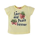(イエロー/90cm)ベビー服 女の子 Tシャツ 半袖 フルーツ ロゴプリント 女児 ベビー