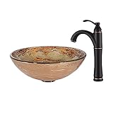 Kraus C-GV-651-12mm-1005ORB Ares Glass Vessel Sink and Riviera Faucet Oil Rubbed Bronze [並行輸入品]