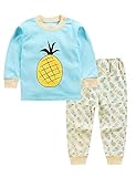Liebeye パジャマ　ベビー　キッズ　コットン　下着　ホームスーツ　漫画の服　二個セット 90/60 Aパイナップル