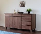 ISSEIKI サイドボード ブラウン色 幅140 飽きの来ないデザイン 木製家具 大型開梱設置便 【BA-29-9】