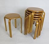 6脚セット　木製　スツール　チェア　スタッキング　ブラウン　lh-006 br-6