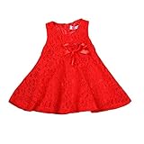 Rorychen ベビー ノースリーブ レース ジッパードレス 女児 ガールズ 赤ちゃん 可愛い おしゃれ ワンピース スカート [全13色][レッド][9ヶ月]