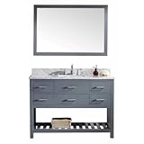 Virtu USA ms-2248-wmsq-gr Transitional 48-inch Singleシンク浴室洗面化粧台セット、グレー