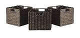 Granville Foldable 3-PC Small Corn Husk Baskets, Chocolate