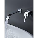 Zingcord壁マウントContemporary真鍮Widespreadウォーターフォール浴室洗面シンク蛇口ミキサータップバスタブ洗面シングルハンドルCheap割引配管1つ穴長い注ぎ口容器シンク洗面