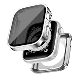 【覗き見防止】GEITOO 対応 アップルウォッチ カバー Series 9/8/7 41mm 対応 Apple Watch ケース 2in1一体型 全面保護 防水の覗き見防止設計 PC+強化ガラス素材 高透過率 防水 耐衝撃 装着簡単 アップルウォッチ用 保護ケース 41mm シルバー