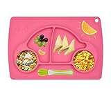 パーティーパーク ベビー キッズ お食事 離乳食 カー型 車 シリコン食器 プレート ひっくり返らない ピンク グリーン ２色 (ピンク)