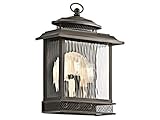 Kichler 49542OZ Pettiford 3-Light Exterior Wall Lantern and Clear Water Glass, Olde Bronze Finish [並