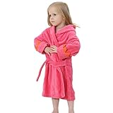 SYNC お手入れ方法 付き!! ベビー バスローブ 赤ちゃん キッズ バスタオル コットン フード付き 部屋着 ( ローズレッド , 0〜2歳 )
