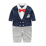 エルフ ベビー(Fairy Baby)ベビーフォーマルカバーオール 赤ちゃんセレモニーロンパース 赤蝶ネクタイつき結婚式服 男の子80cm徽章柄