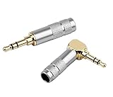 【DIY L型プラグ】 3.5mm ステレオミニプラグL型プラグ&ストレートタイプ 【2個セット】