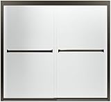 Sterling 581005-59ADR-G03 Meritor Frameless Sliding Bath Door with Frosted Glass Pattern, 59-3/8 x 5