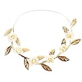 Ochine　新生児 赤ちゃん 出産祝い　ベビー キッズ ヘアバンド　新生児ヘアバンド　ガールズアバンド　赤ちゃんもオシャレに♪　ローズ＆リーフ　弾力性 7色選択 (ベージュ)