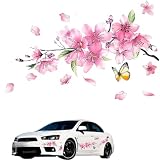 EXCEREY 桜の車ステッカー 防水 カートゥーン風 ロマンチック 傷隠し 小車・バイク・ラップトップ・ウィンドウ用 1枚入り 20×19cm