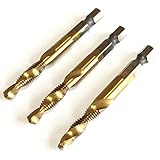 RedBeryl 選べる HSS タップ ドリル セット ネジ 修正 ハンドル M3 M4 M5 M6 M8 M10 (TiN 6mmx3本)