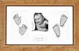 Anika-Baby Kit de moulage de pieds et de mains de bébé avec cadre en pin rustique à passe-partout et