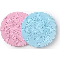 コースター 珪藻土 デザイン日本製 【雪の日】 2枚セット(ピンク、グリーン)