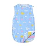 Juleyaing ベビー寝袋 3~6層綿糸 ベビー用品 四季通用 寝冷え防止 袖無し 通気性抜群