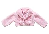Candykidsポンポンリボン　ファー ボレロ ポンチョ カーディガン ケープ フォーマル　ガールズ　キッズ　子供 結婚式 七五三 発表会 披露宴 パーティ (4#, ピンク)