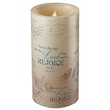 Floral Inspirations Collection Flickering Flameless Wax Pillar Candle (Medium 4 x 7 7/8 inch) - Psal