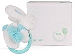DOUDOU ET COMPAGNIE - White & Turquoise Pompon Soft Bunny With Rattle by Doudou et Compagnie [並行輸入品]
