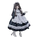 BACALYSO | 1/3 1/4 1/6 スケール BJD 球体関節人形 服 女の子 メイド服 黒 白スカート ロリータ 4点セット 可愛い ドール 人形服 着せ替え 服 仮装 服セット (1/6)
