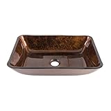 Vigo長方形ブラウンand Gold FusionガラスVesselバスルームシンク 18 Inch VG07089 1