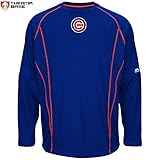 シカゴ・カブスMLBメンズTherma Base on - field practice Pullover Fleece – Blue ( Small )