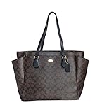 Coach F35414 Large Diaper Tote Travel Bag Coated Canvas Brown Black $495 [並行輸入品]