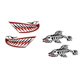 Dovewill 4個　防水　フィッシュスケルトン　サメ口　飾りステッカー　ボート　カヤック　アクセサリー