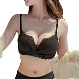 [YUMISS] ブラジャー ノンワイヤーブラ 盛れるブラジャー【脇肉背中すっきり・美胸メイク・締め付け感がない・ふんわり触感】【バストアップ・脇高・苦しくない・柔らかい】 寄せブラ 補整ブラ ブラ (M(A75、B75、C75対応), ブラック)