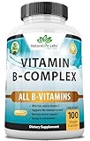 NaturaLife Labs Vitamin B Complex with Vitamin C and Folic Acid - B12, B1, B2, B3, Vitamin B5 Pantothenic Acid, B6, B7, B9 - Nervous System Support 100 Veggie Capsules