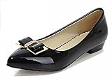 AisuNレディースキュートProfessional滑り止めの仕事着にオフィスローカットPointed ToeドレスSlip On Flats靴with Bows カラー: ブラック