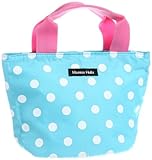 Hanna Hula 保温保冷バッグM ポルカドットブルー 横(上:28cm 下:19.5cm)×縦18cm×奥行き12cm 150g ポリエステル、内側:アルミフィルム CPLK-LB03-M