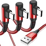 USB Type C ケーブル L字【3本セット 1m/2m/3m】Sweguard USB-A & USB C ケーブル【PD& QC3.0 急速充電】iPhone15 Pro Max, iPhone16 Pro Max,iPad Pro,Samsung Galaxy S9 S10 S20,Sony,Xiaomi,Huawei,Pixel 等Type C機種対応(赤)