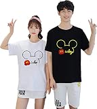 [reilly] 親子T-shirt ディズニー ミッキー キャラクター Tシャツ お誕生日 結婚お祝い ペアルック Tシャツ 親子 ペア 男の子 女の子 親子服 半袖 可愛い カジュアル 夏 (子供120, ホワイト)