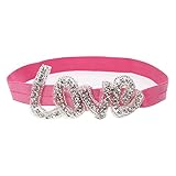 Domybestベビーヘアバンド 　love　キッズ 子供 カチューシャ 髪飾り ヘアアクセサリー 新生児 赤ちゃん 出産祝い 祝い 誕生日 記念日 撮影に (バラ色)